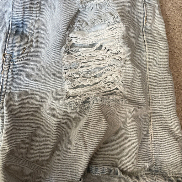 SWS Denim High Rise Distressed Mom‎ Jean Shorts 32" Waist Light Wash Grunge Y2K - Picture 5 of 9